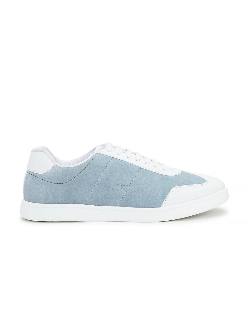 bewakoof Men's Pastel Blue & White Color Block Low-Top Sneakers